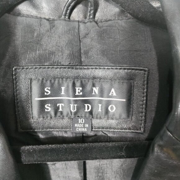 Siena Studio Black Leather Jacket Woman's Size 10 - Picture 3 of 8